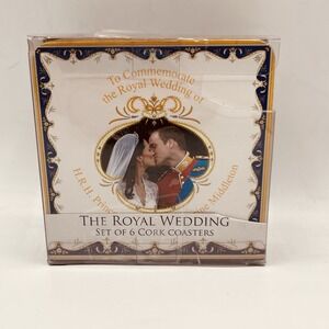 Royal Wedding (Will & Kate) Pack Of 6 Cork Coasters, NEW/SEALED